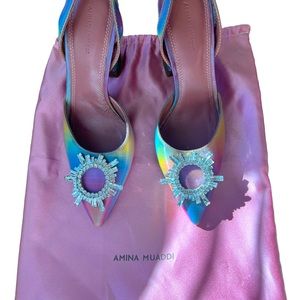 Amina Muaddi Begum Rainbow Slingback Pumps / 38